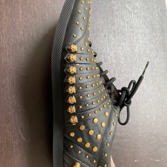 Gucci sneaker studded black and gold mens size 12 g worn twice - Picture 2 of 13